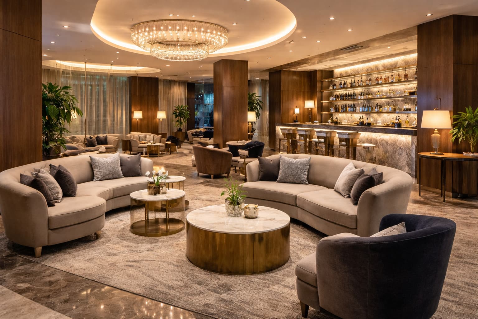 Elegant interior of a modern premium entertainment and hospitality venue